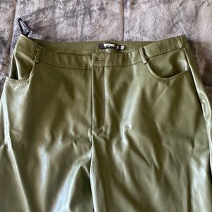 Green Olive Leather pants PLUS SIZE